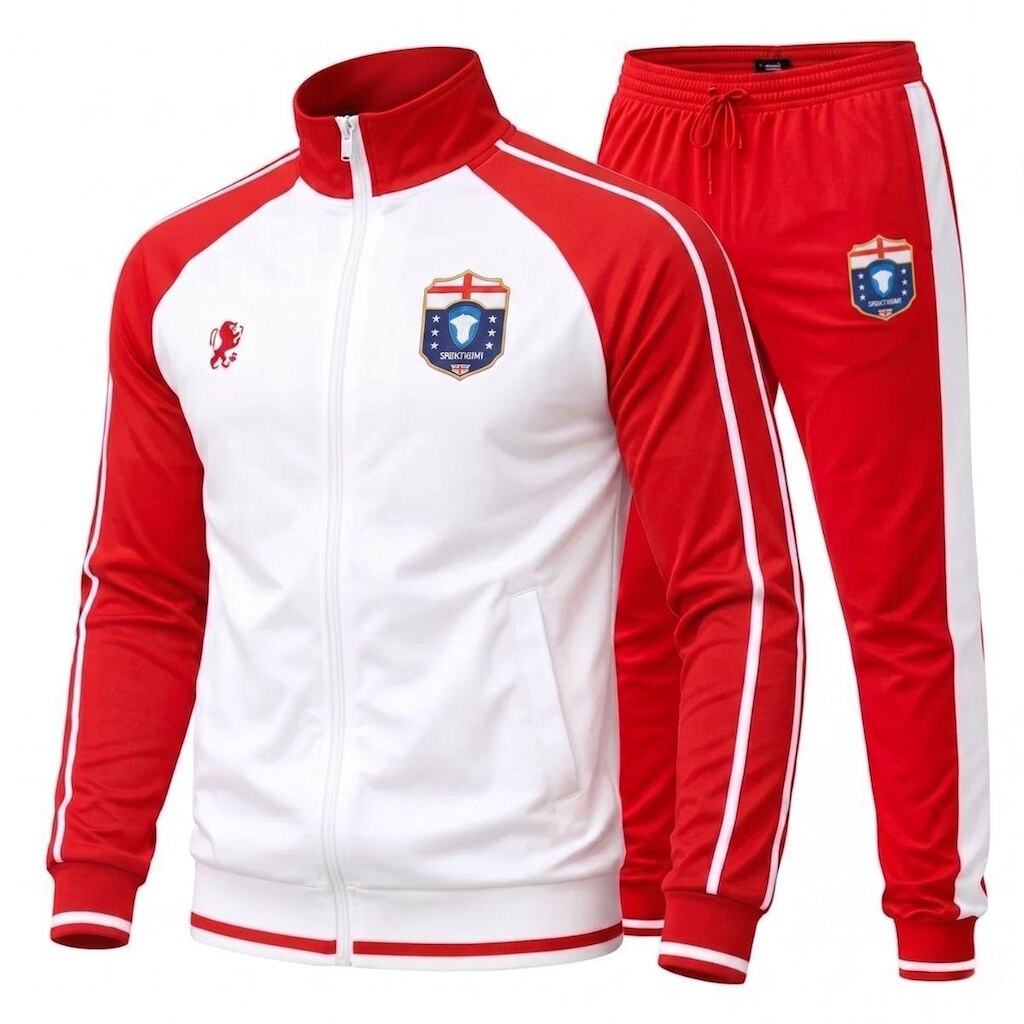 Agasalho Conjunto Inglaterra Seleção Jaqueta Calça Copa Branco/Vermelho