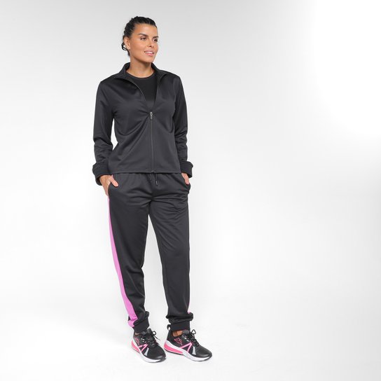 Agasalho Gonew Helanca Feminino - Preto+Pink Menor preço em Agasalho Gonew Helanca Feminino - Preto+Pink