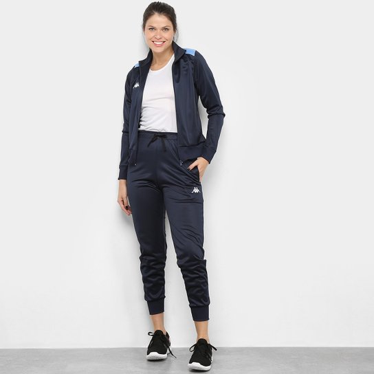 Agasalho Kappa Trilobal Smith Jogger Feminino - Marinho+Azul Menor preço em Agasalho Kappa Trilobal Smith Jogger Feminino - Marinho+Azul