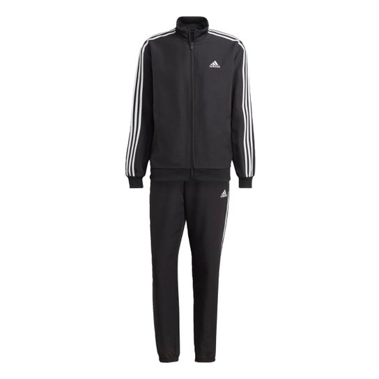 Agasalho Malha 3-Stripes Adidas - Preto Menor preço em Agasalho Malha 3-Stripes Adidas - Preto