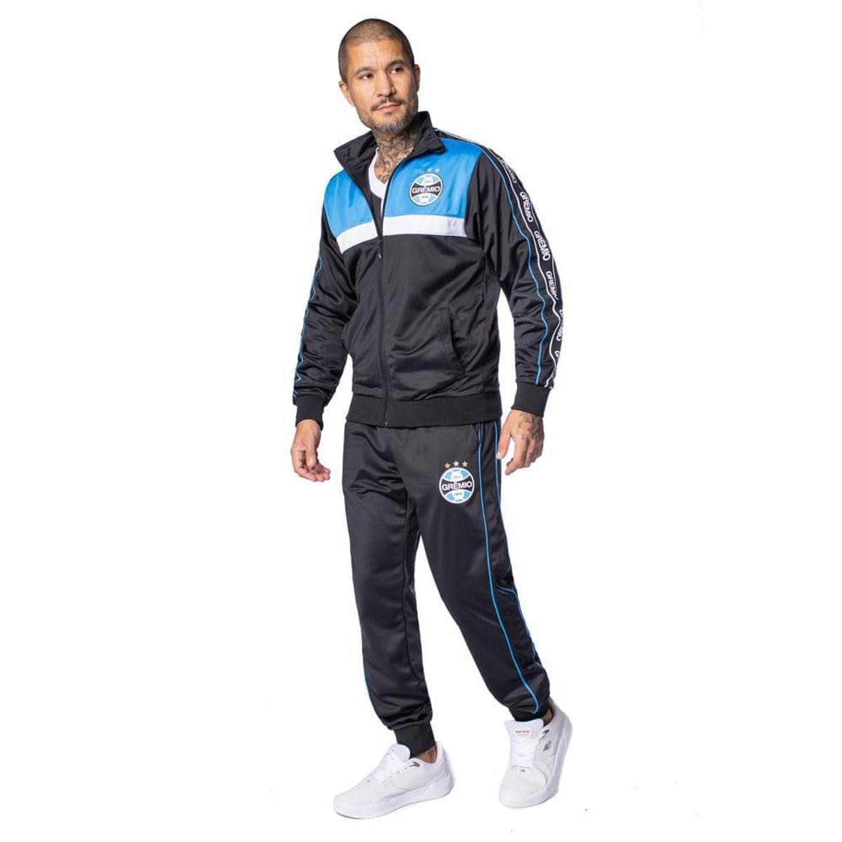 Agasalho Masculino Lotus Grêmio Tape 26 Preto/Azul Turquesa