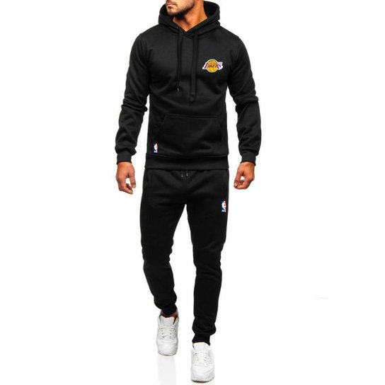 Agasalho Moletom Masculino Nba Lakers Conjunto Completo Calça e Blusa - Preto Menor preço em Agasalho Moletom Masculino Nba Lakers Conjunto Completo Calça e Blusa - Preto