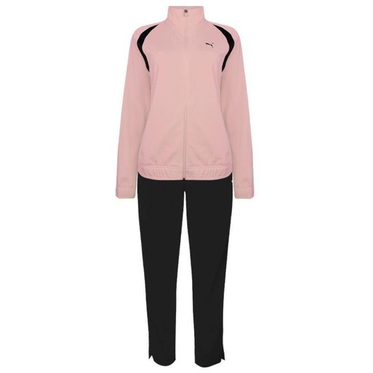 Agasalho Puma Feminino Classic Tricot Suit - Bege+Preto Menor preço em Agasalho Puma Feminino Classic Tricot Suit - Bege+Preto