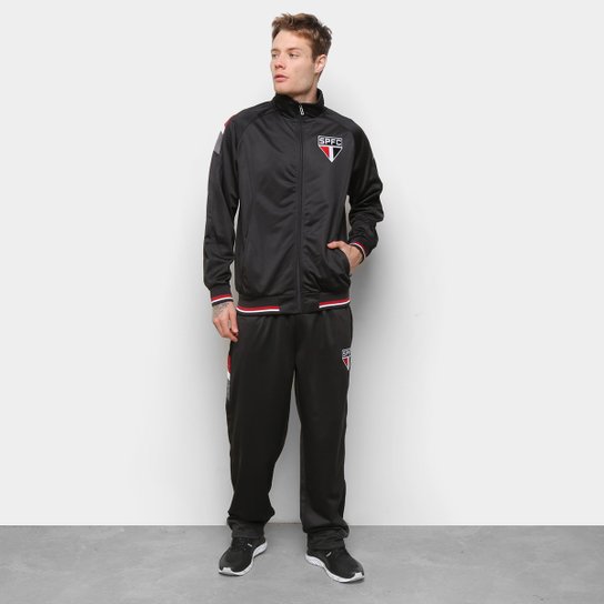 Agasalho São Paulo Stripes Trilobal Masculino - Preto Menor preço em Agasalho São Paulo Stripes Trilobal Masculino - Preto