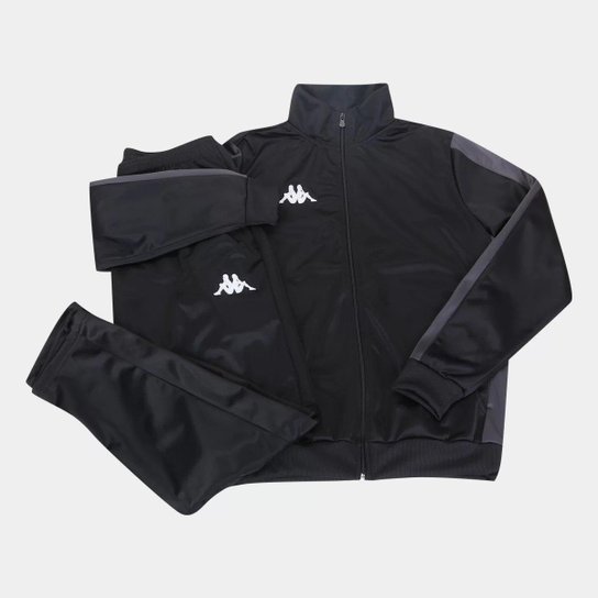 Agasalho Trilobal Kappa Masculino - Preto - Preto Menor preço em Agasalho Trilobal Kappa Masculino - Preto - Preto