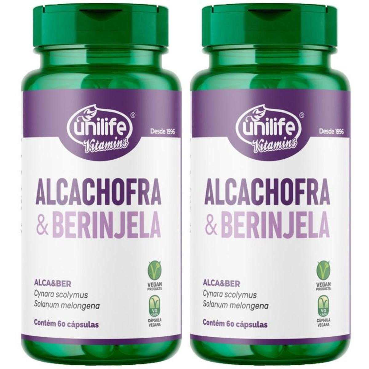 Alcachofra E Berinjela 400mg 2 X 60 Cápsulas - Unilife - Branco | Netshoes