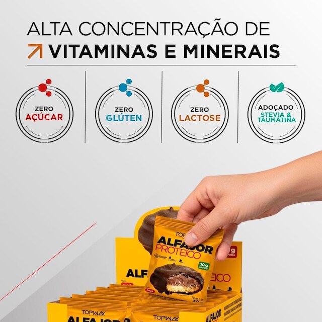 Alfajor Proteíco Avelã Sem Adição De Açúcar Topway Caixa 10U