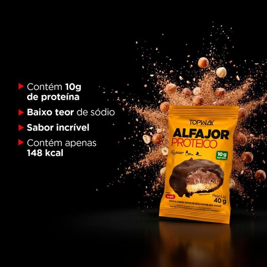 Alfajor Proteíco Avelã Sem Adição De Açúcar Topway Caixa 10U