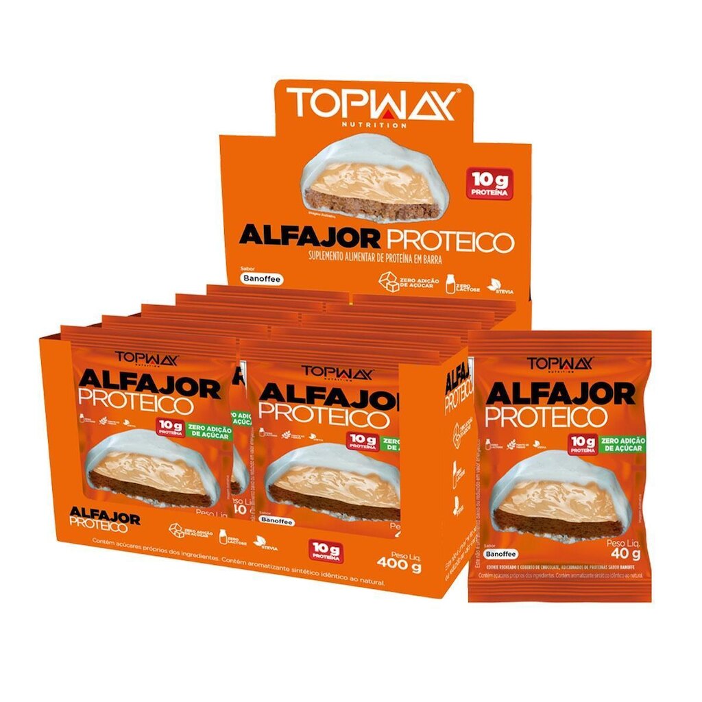 Alfajor Proteíco Banoffe Sem Açúcar Topway Caixa Com 10 Un