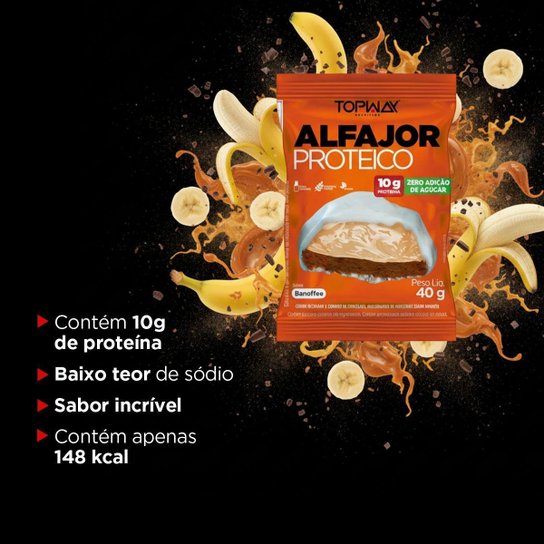 Alfajor Proteíco Banoffe Sem Açúcar Topway Caixa Com 10 Un