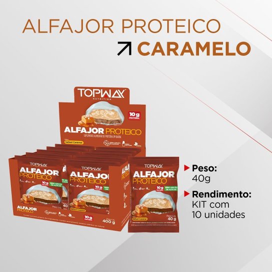 Alfajor Proteíco Caramelo Salgado Sem Açúcar Topway Kit 10Un
