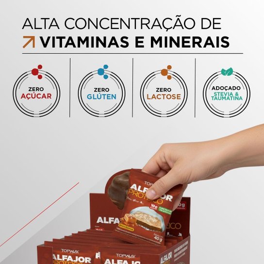 Alfajor Proteíco Caramelo Salgado Sem Açúcar Topway Kit 10Un