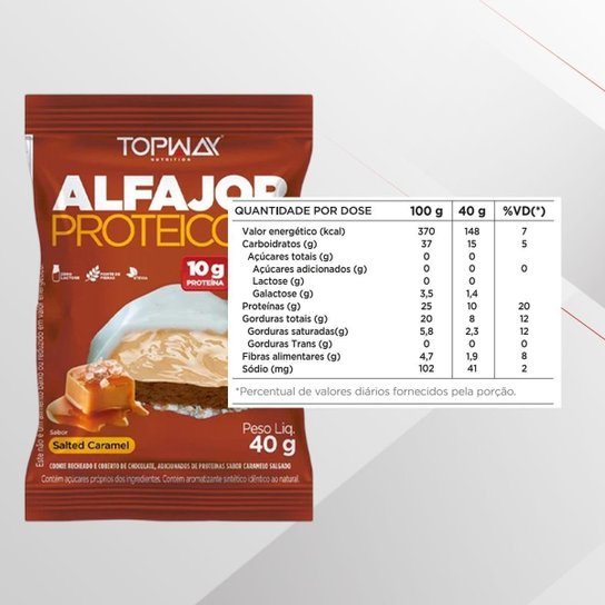 Alfajor Proteíco Caramelo Salgado Sem Açúcar Topway Kit 10Un