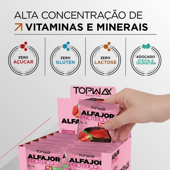 Alfajor Proteíco Moranguinho Sem Açúcar Topway Caixa Com 10U