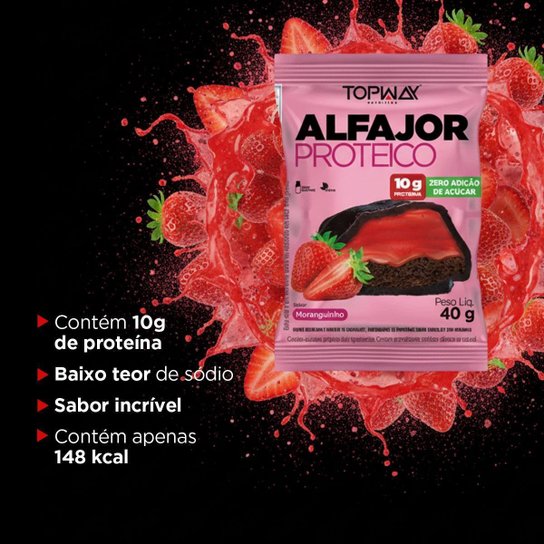 Alfajor Proteíco Moranguinho Sem Açúcar Topway Caixa Com 10U