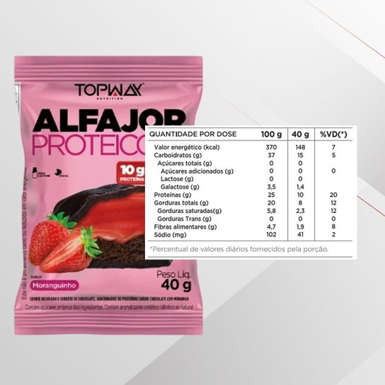 Alfajor Proteíco Moranguinho Sem Açúcar Topway Caixa Com 10U