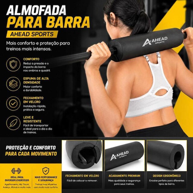 Almofada para Barra Musculação com Velcro Ahead Sports
