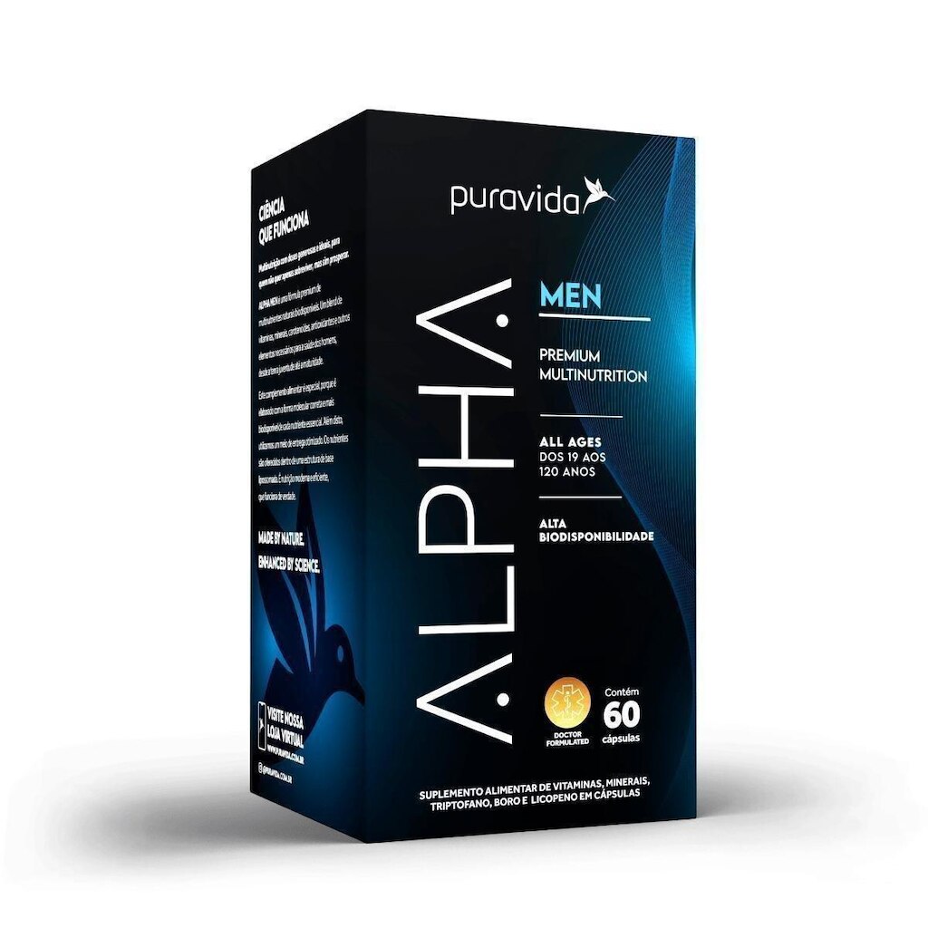 Alpha Men Multivitamínico Premium, 60Caps, Puravida