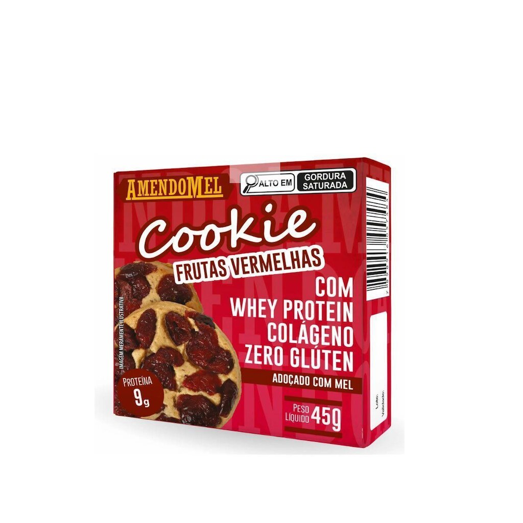 Amendo Cookie - 1 Unidade 45g Frutas Vermelhas - Amendomel