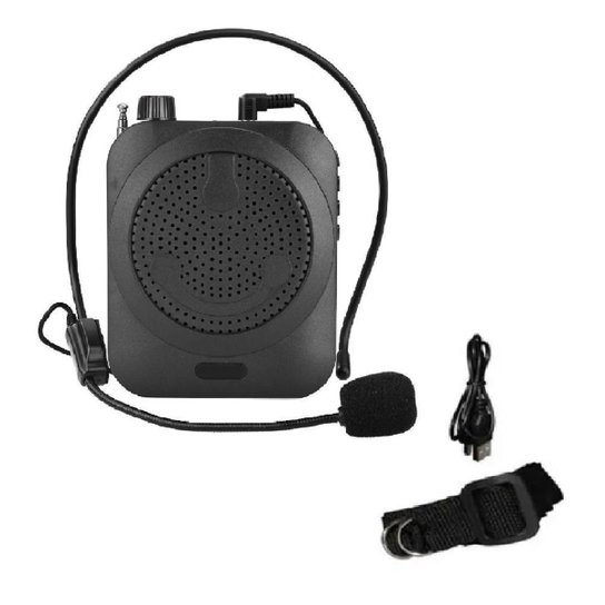 Amplificador de Voz Megafone com Microfone e Rádio FM para Professores K8 Preto - Preto Menor preço em Amplificador de Voz Megafone com Microfone e Rádio FM para Professores K8 Preto - Preto