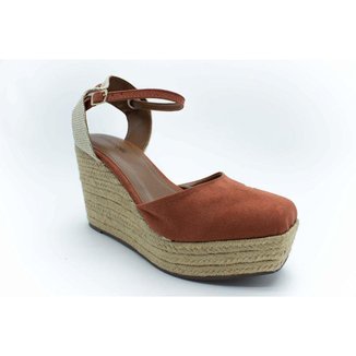 Anabela Suede Amarração Sonho Dos Pés - Borgonha