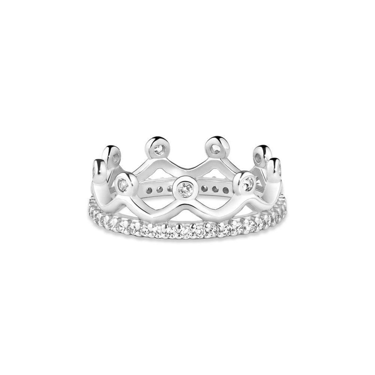 Anel Life Coroa Prata Cravejado - Prata | Netshoes