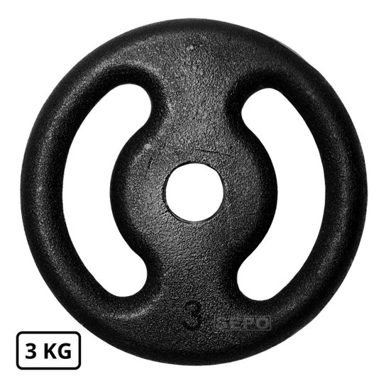 Anilha de Ferro Fundido Pintada 3 Kg Preto - Preto Menor preço em Anilha de Ferro Fundido Pintada 3 Kg Preto - Preto