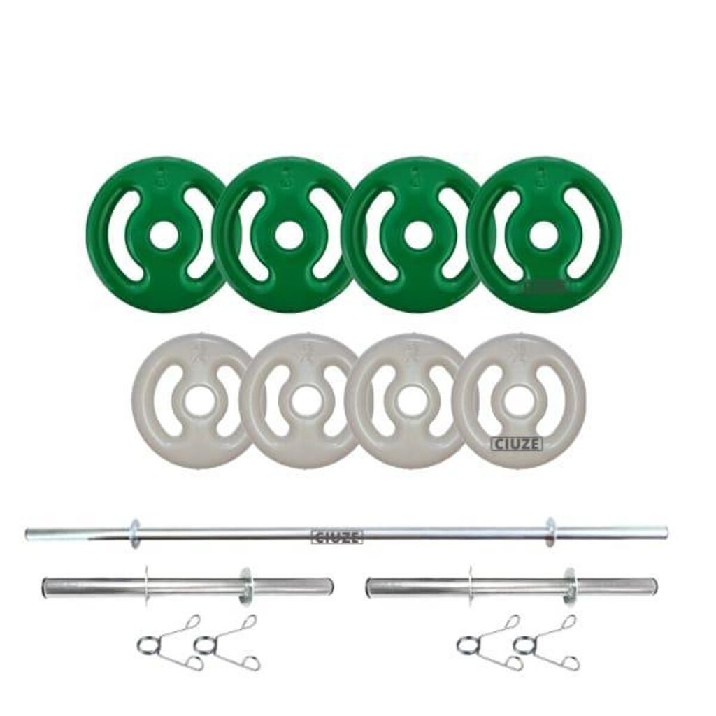 Anilhas Emborrachadas Kit Completo 20kg + Barras