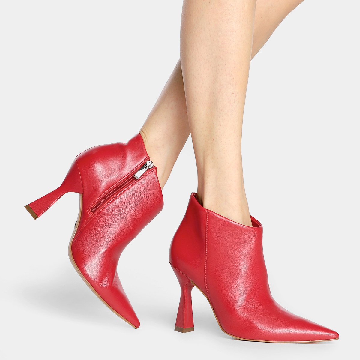 Ankle Boot Couro Carrano Salto Taça Alto Feminina - 1