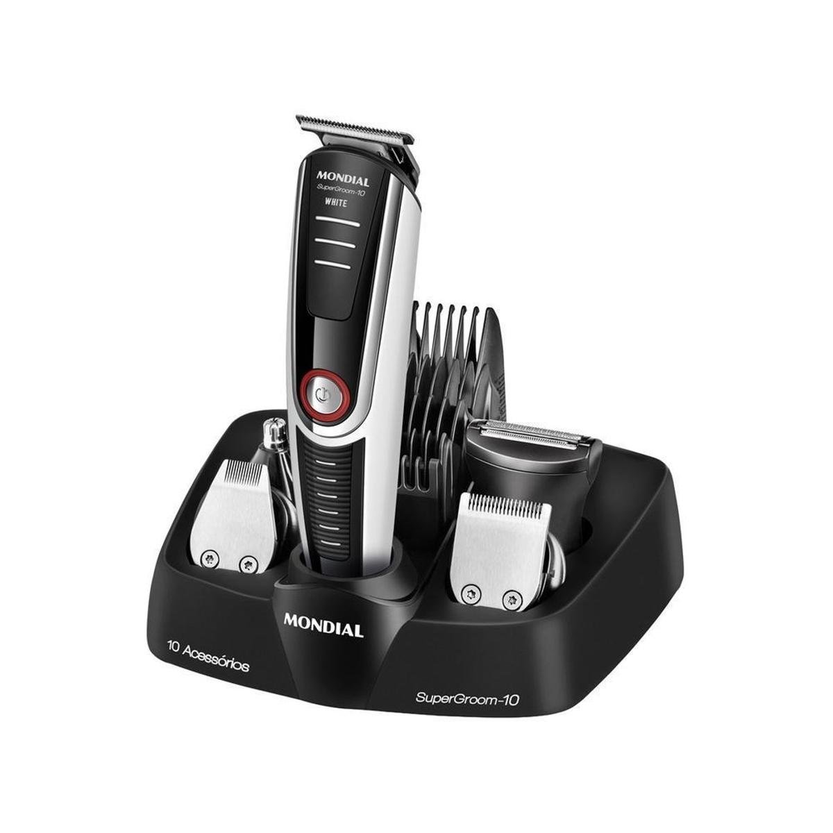 Aparador de Pelos Mondial Super Groom 10 BG-08 com Acessórios 78605-01 Menor preço em Aparador de Pelos Mondial Super Groom 10 BG-08 com Acessórios 78605-01