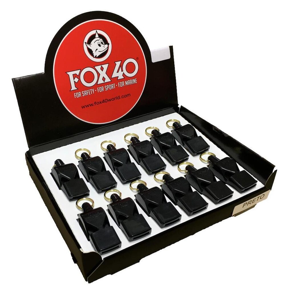 Apito FOX 40 Pearl Preto - Caixa com 12 unidades