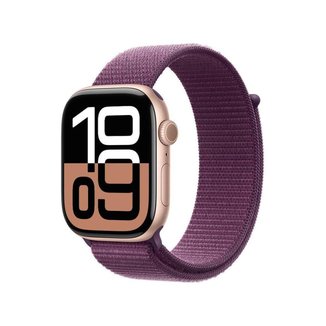Apple Watch Series 10 GPS Caixa Cor de Ouro Rosa de Alumínio 46mm Pulseira Loop Esportiva Ameixa