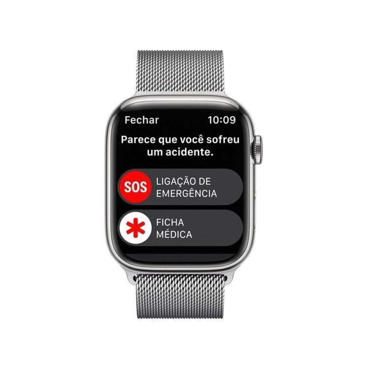 Apple Watch Series 8 45mm GPS + Cellular Caixa Prateada Aço