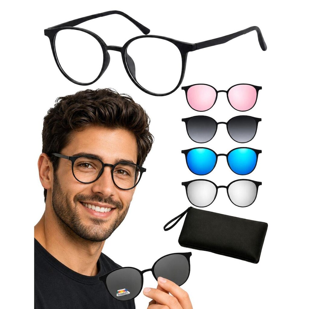 Armação Masculino De Oculos + Clip On Polarizado UV Mod 65