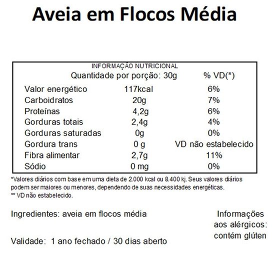 Aveia em Flocos Média Viva Salute - 1 Kg - Sem Sabor | Netshoes