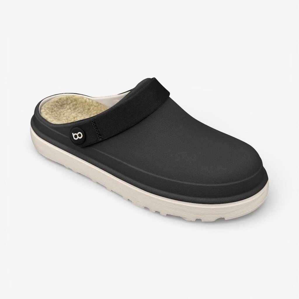 Babuche Boa Onda Cloe Feminina Com Pelo Preto