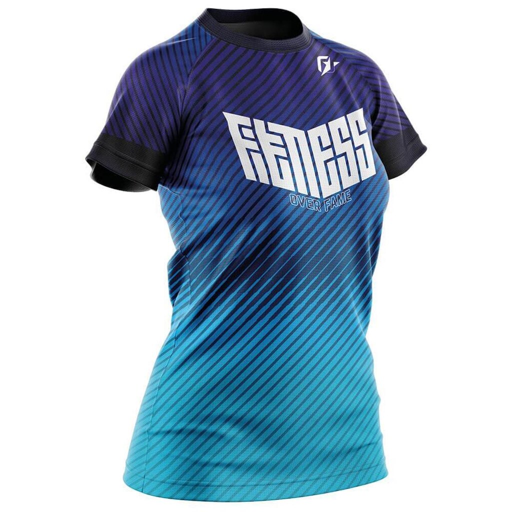Baby Look Feminina Treino Academia Gradient Azul