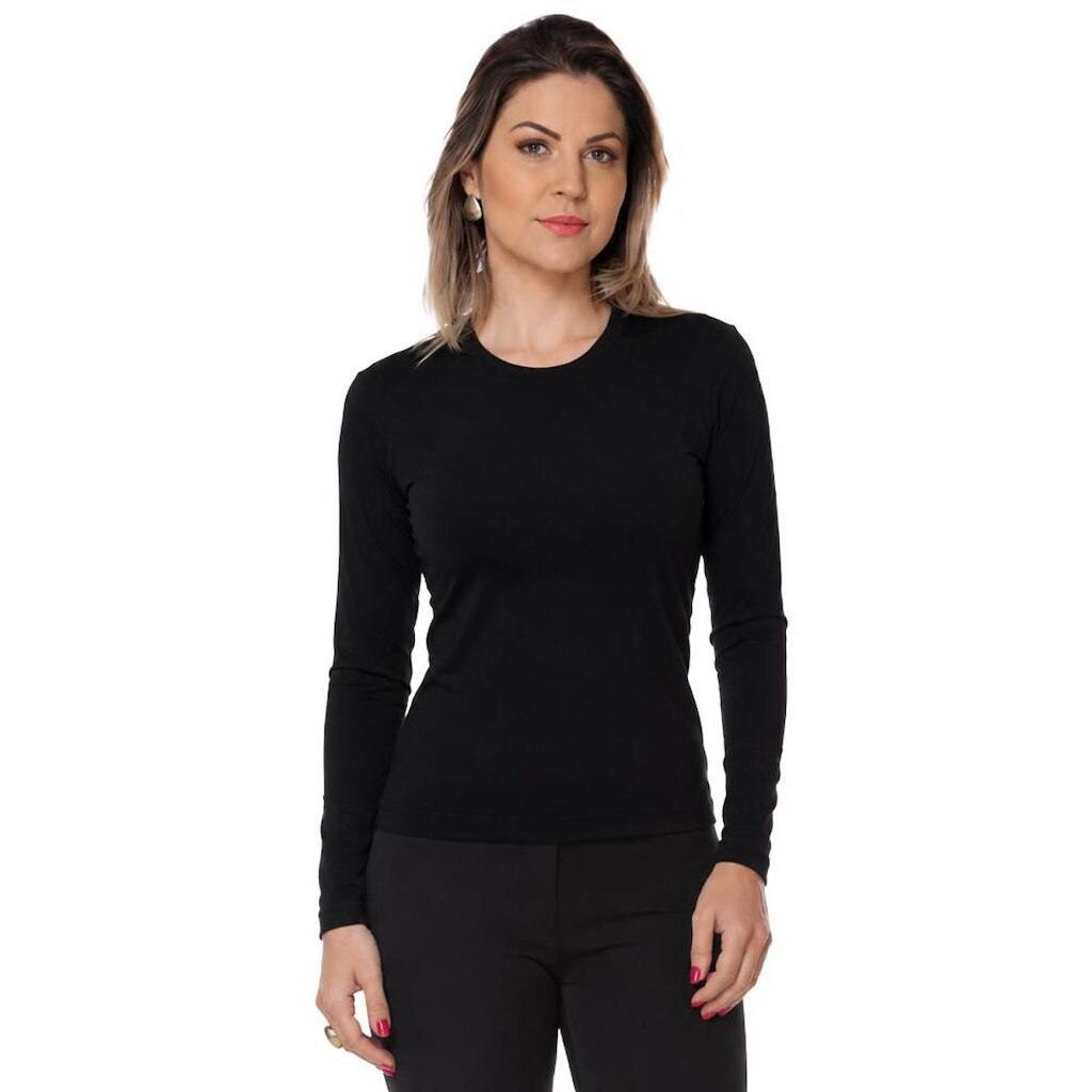 Baby Look feminina viscocrepe manga longa