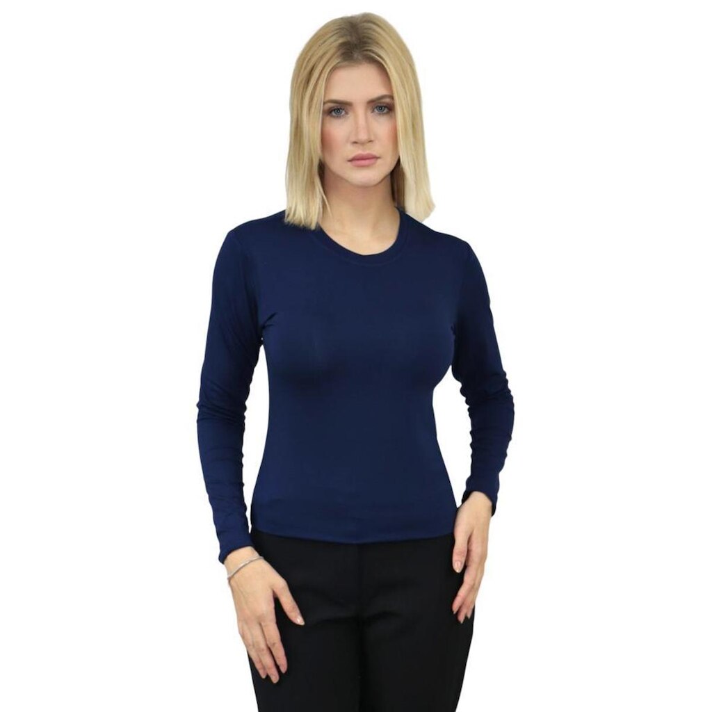 Baby Look Feminina Viscocrepe Manga Longa