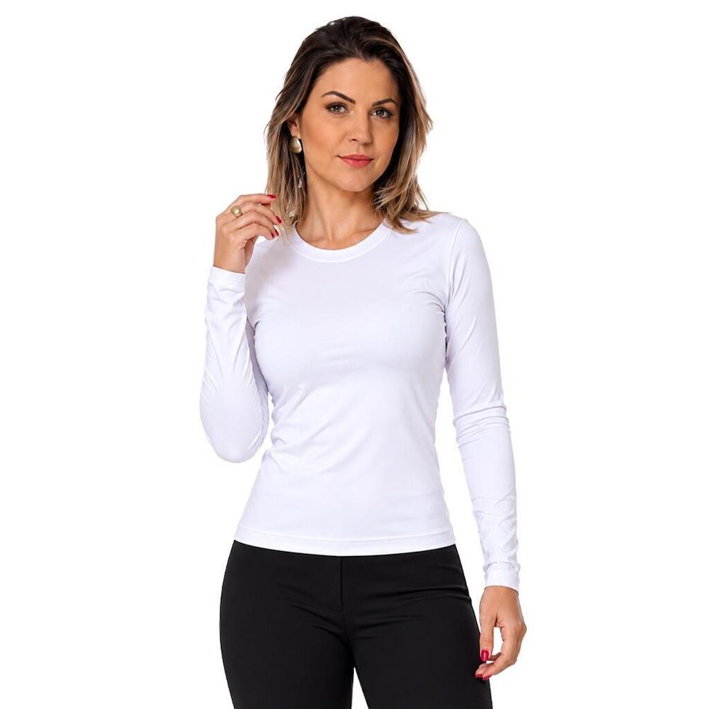 Baby Look feminina viscocrepe manga longa