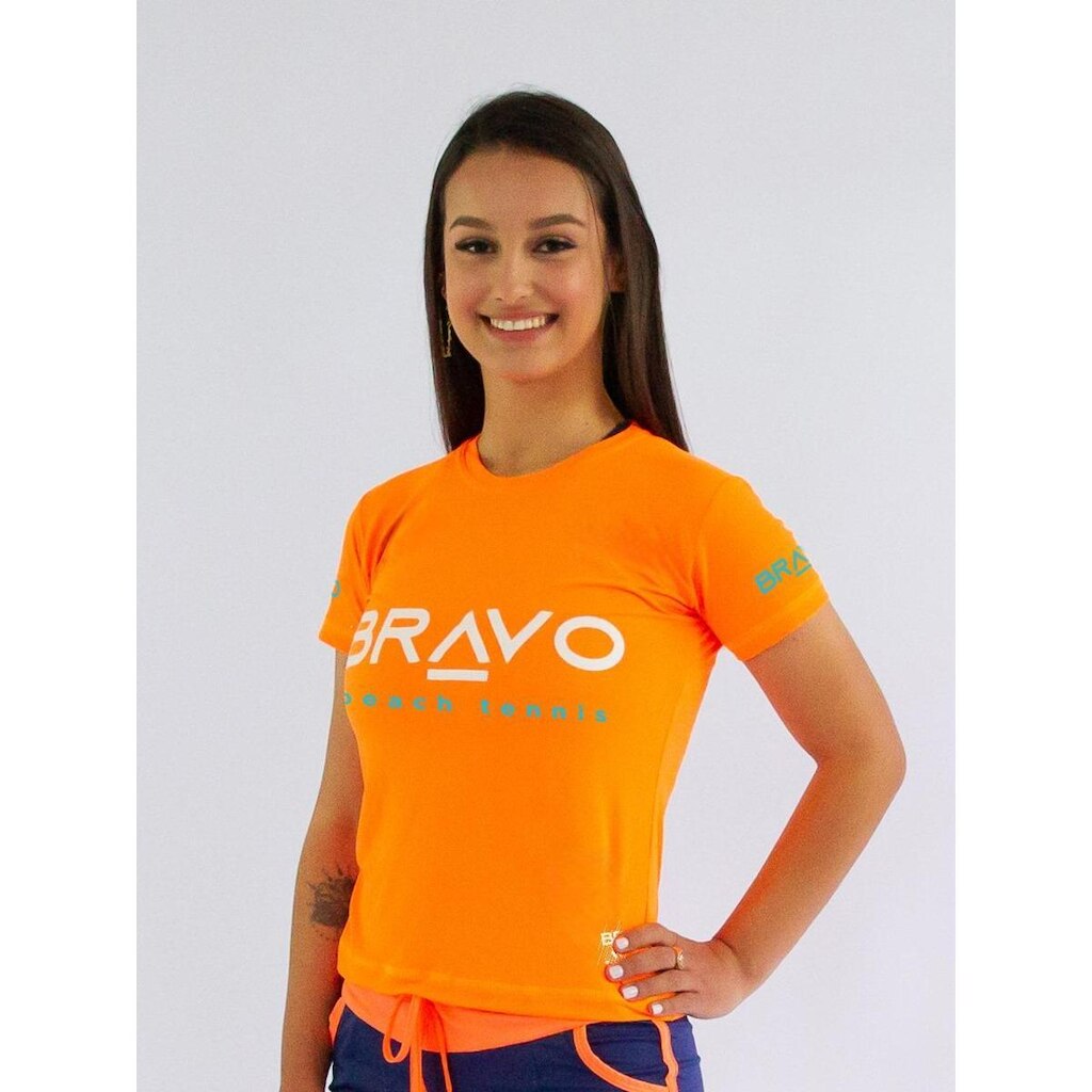 Baby Look New Game Manga Curta Laranja