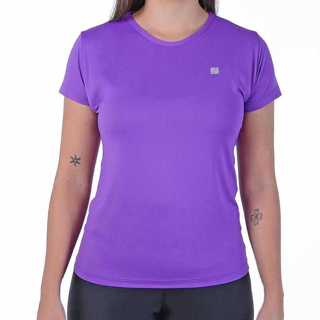 Baby Look Zeiq Roxa Com Logo Prata