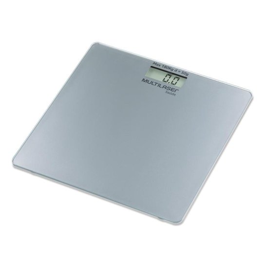 Balança Digital Recarregável USB Multilaser Saúde - HC411 - Prata Menor preço em Balança Digital Recarregável USB Multilaser Saúde - HC411 - Prata