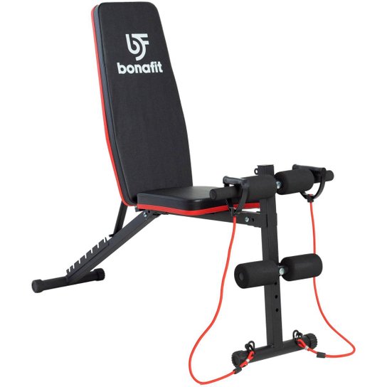 Banco Regulável Multiuso Reto Inclinado Declinado Até 90° - Preto+Vermelho Menor preço em Banco Regulável Multiuso Reto Inclinado Declinado Até 90° - Preto+Vermelho