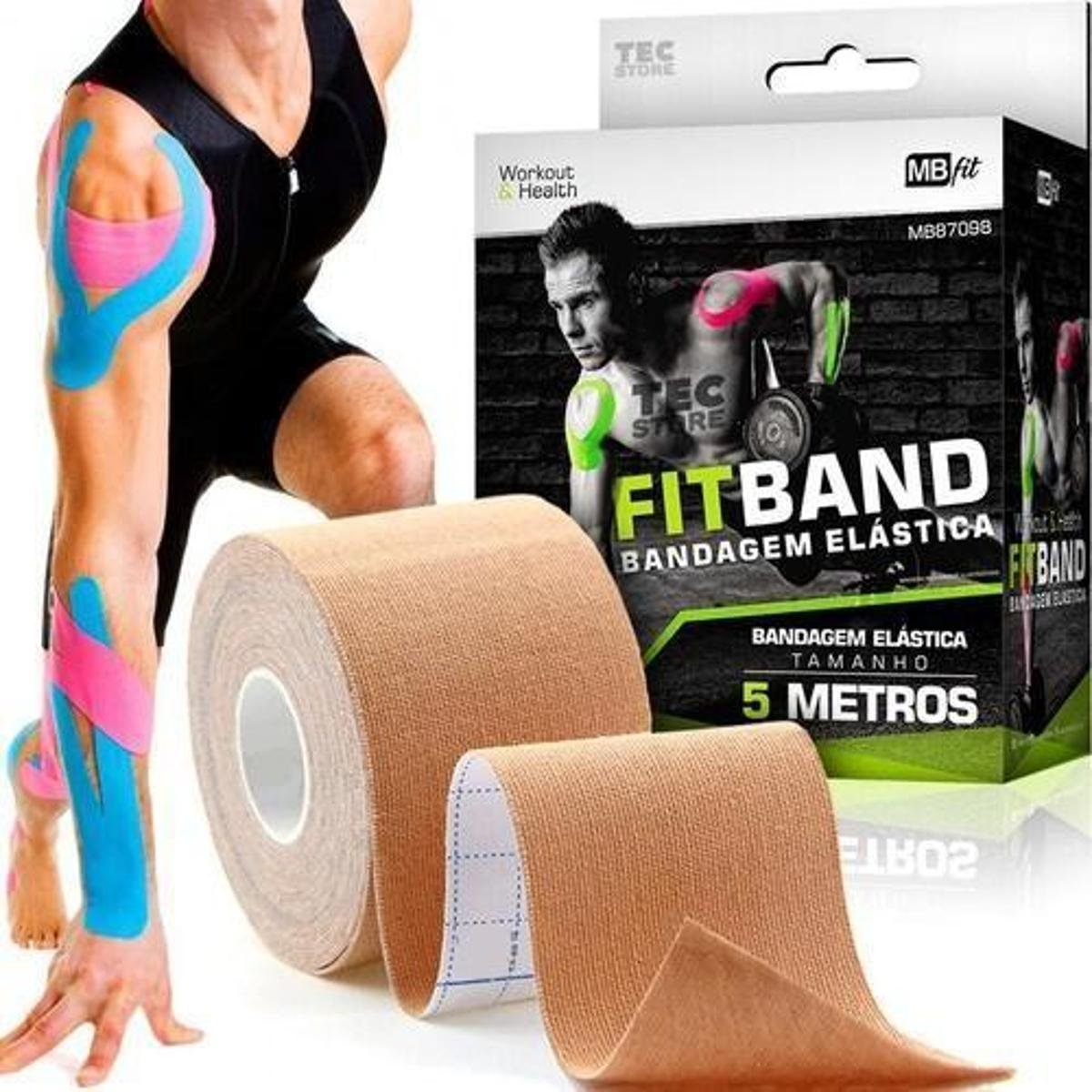 Bandagem Elástica Fita Kinesio Tape Fisioterapia Ortopédica Preto