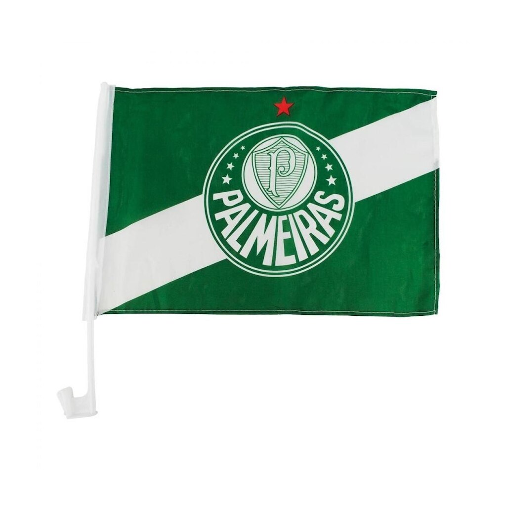 Bandeira Haste Plástico Vidro Carro Palmeiras