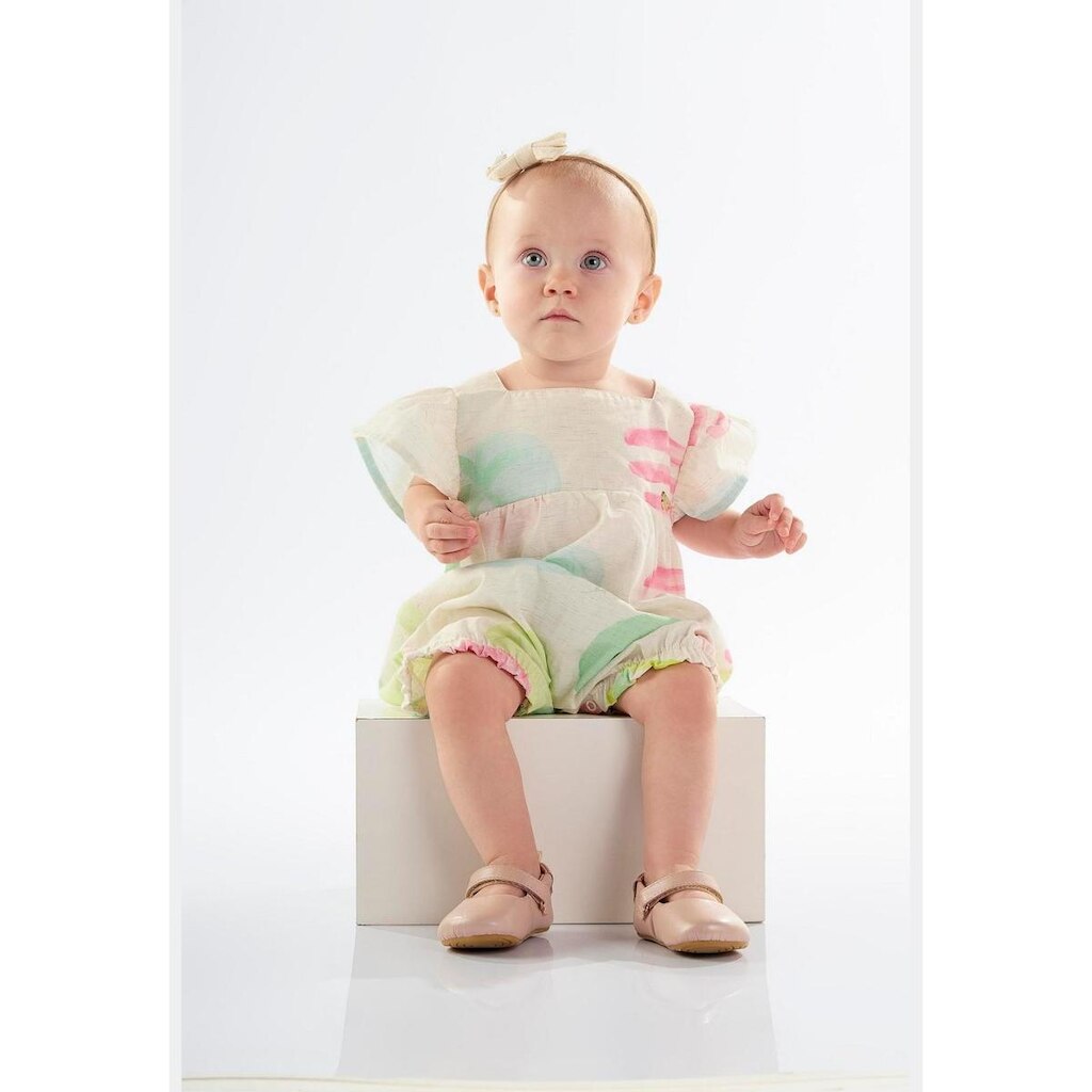Banho de Sol para Bebê Menina em Viscose e Linho Up Baby