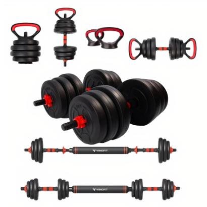 Kit Completo de Musculação 25kg: Barra, Anilha, Halter e Kettlebell