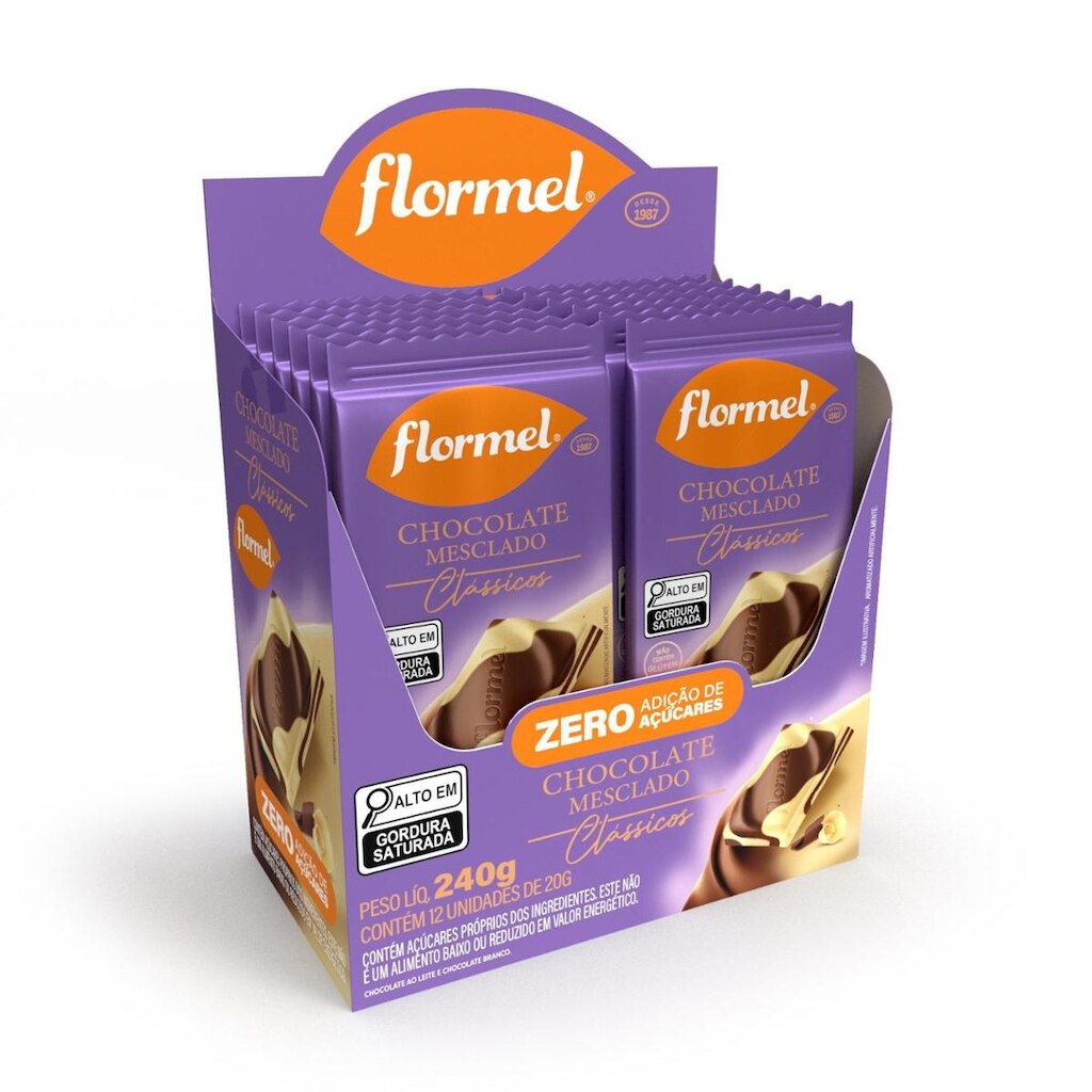 Barra de Chocolate Zero Flormel C/ 12 Unidades De 20G