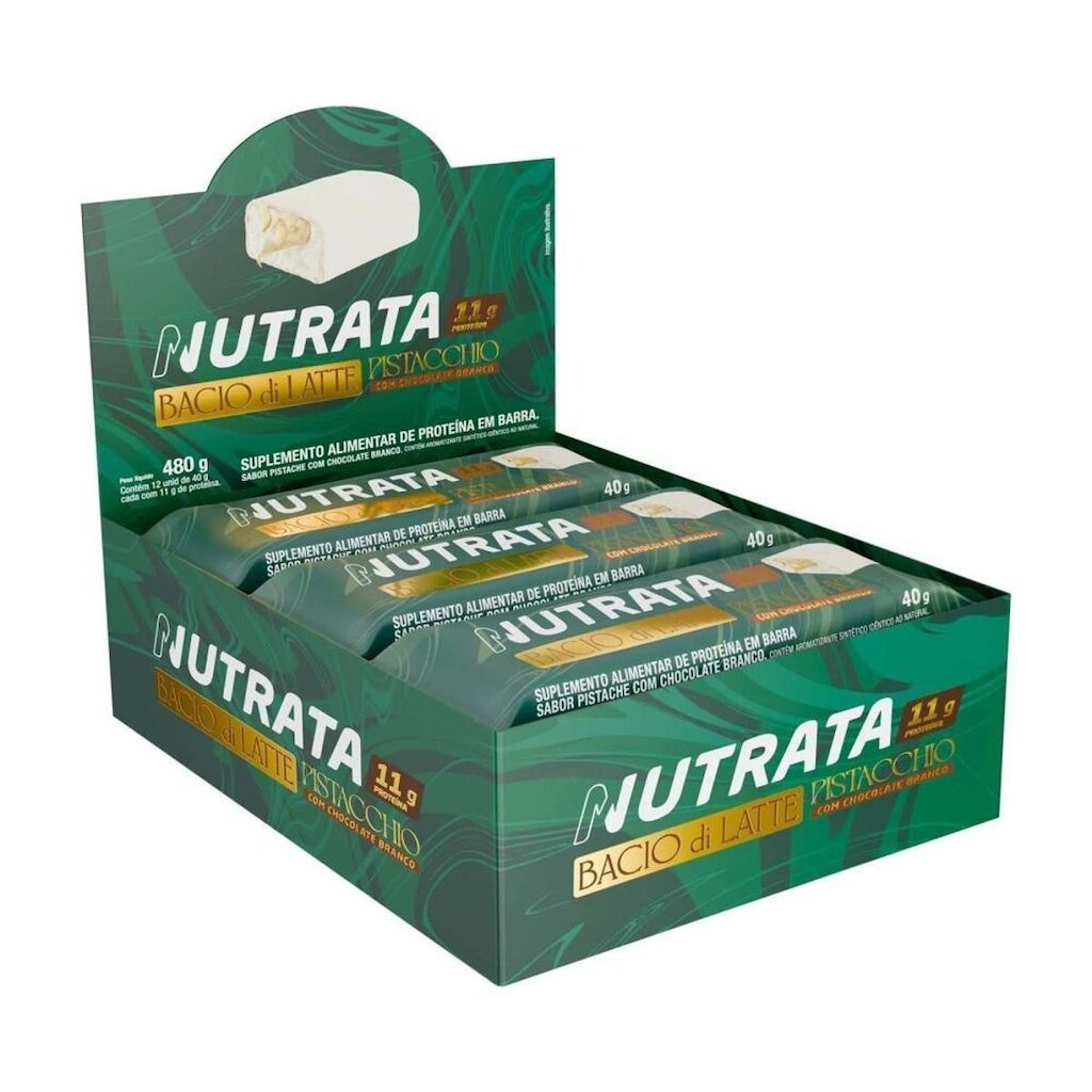 Barra de Proteína Bacio di Latte Pistache - Nutrata 12 un.